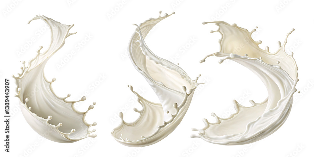 Fototapeta premium Dynamic Milk Splash Isolated on Transparent Background