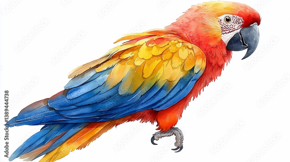 Fototapeta premium Colorful Parrot Profile, Isolated