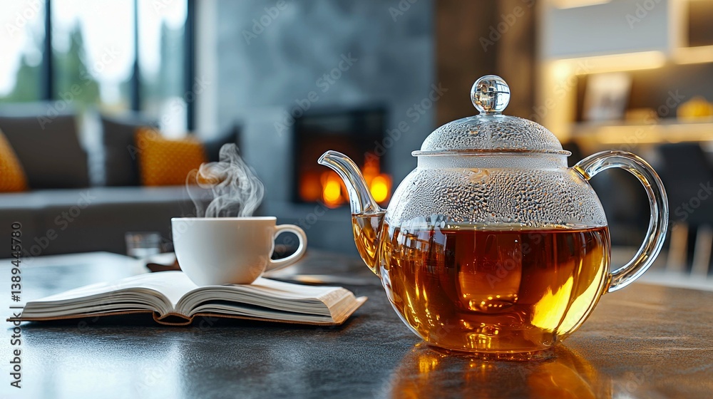 Cozy Moments: A steaming cup of tea by the fireplace, the perfect blend of comfort and relaxation. Enjoy the warmth and tranquility of home. Cozy Moments: A steaming cup of tea by the fireplace, the perfect blend of comfort and relaxation. Enjoy the warmth and tranquility of home.