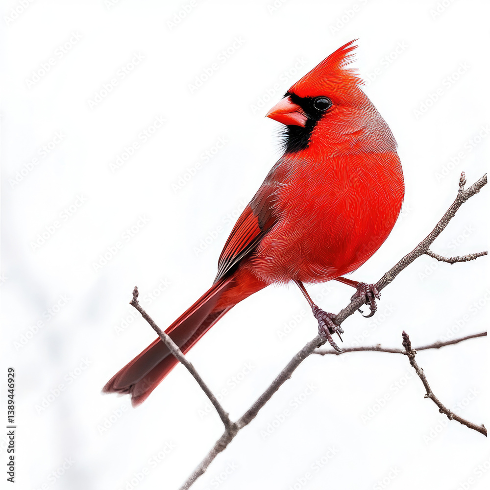 Red Cardinal Perched on transparent background Red Cardinal Perched on transparent background