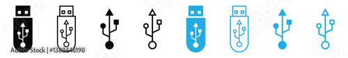 usb icon vector. flash drive icon symbol. flash disk icon. usb drive icon. storage symbol. usb icon for mobile app, ui, logo, banner and website. vector illustration on transparent background
