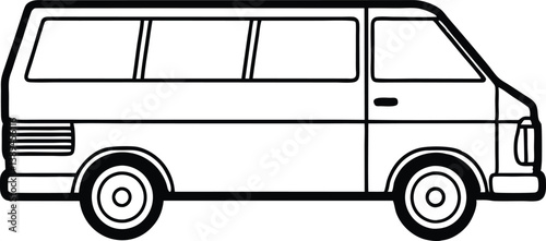Van outline coloring book page line art vector