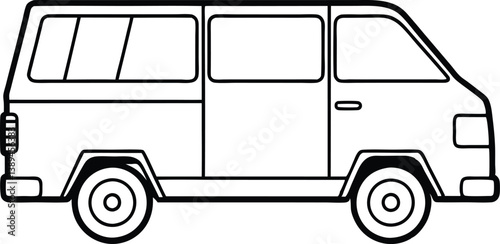 Van outline coloring book page line art vector