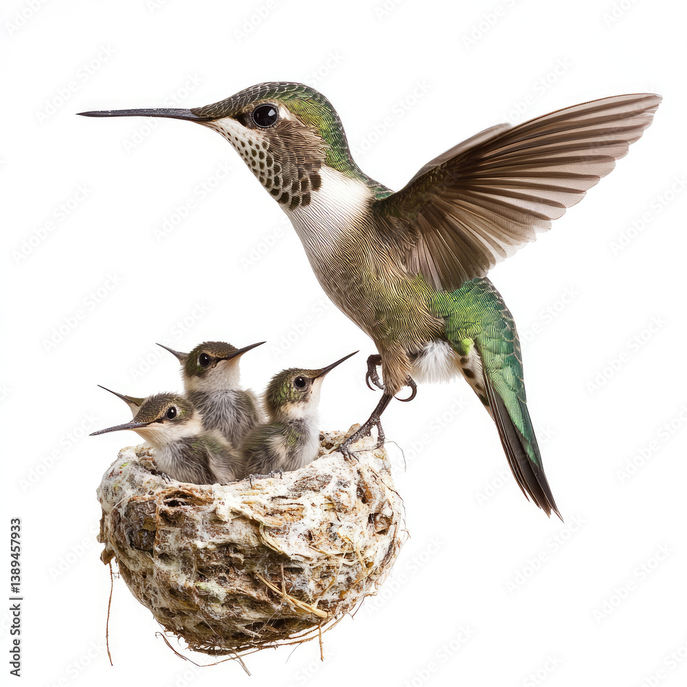Fototapeta premium Hummingbird Nesting Moment on transparent background