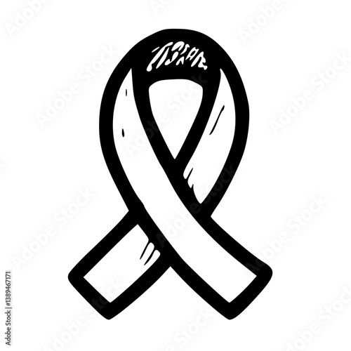 White Ribbon Symbol Hand Drawn Illustration