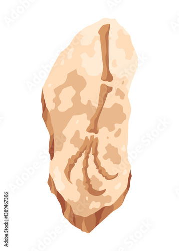 Dinosaur fossil skeleton bones, excavations of archeology isolated. Prehistoric reptile skeletons lying underground. Cartoon paleontological artifact