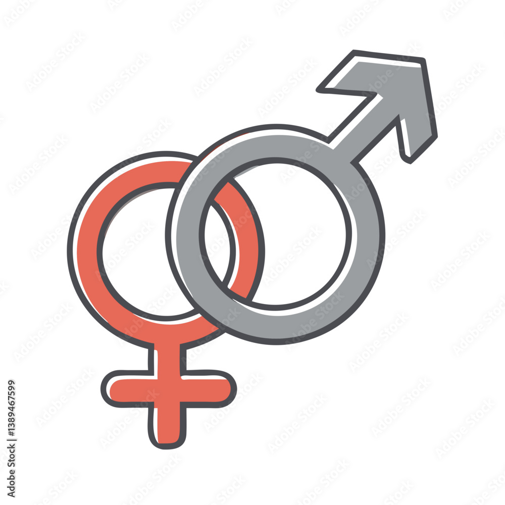 Gender Symbols Intertwined in Modern Style Gender Symbols Intertwined in Modern Style