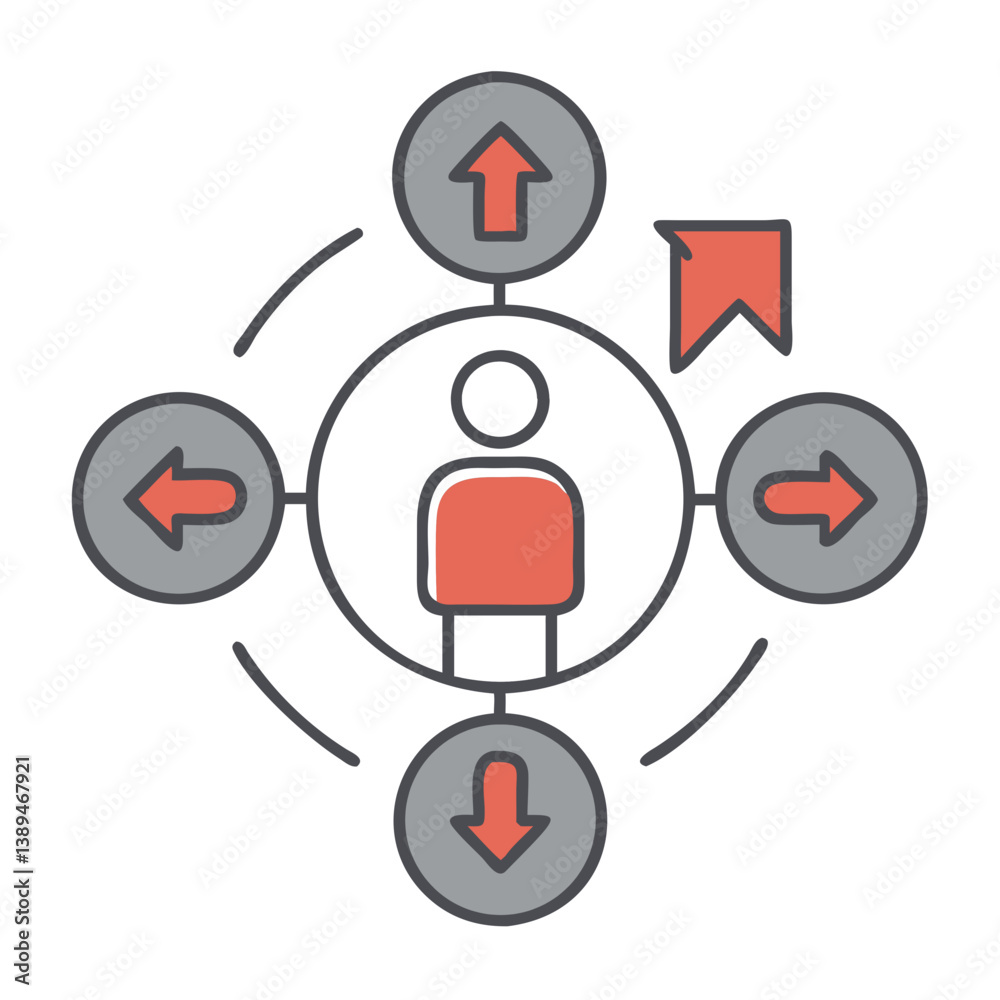 Social Inclusion Concept Illustration with Directional Arrows Social Inclusion Concept Illustration with Directional Arrows