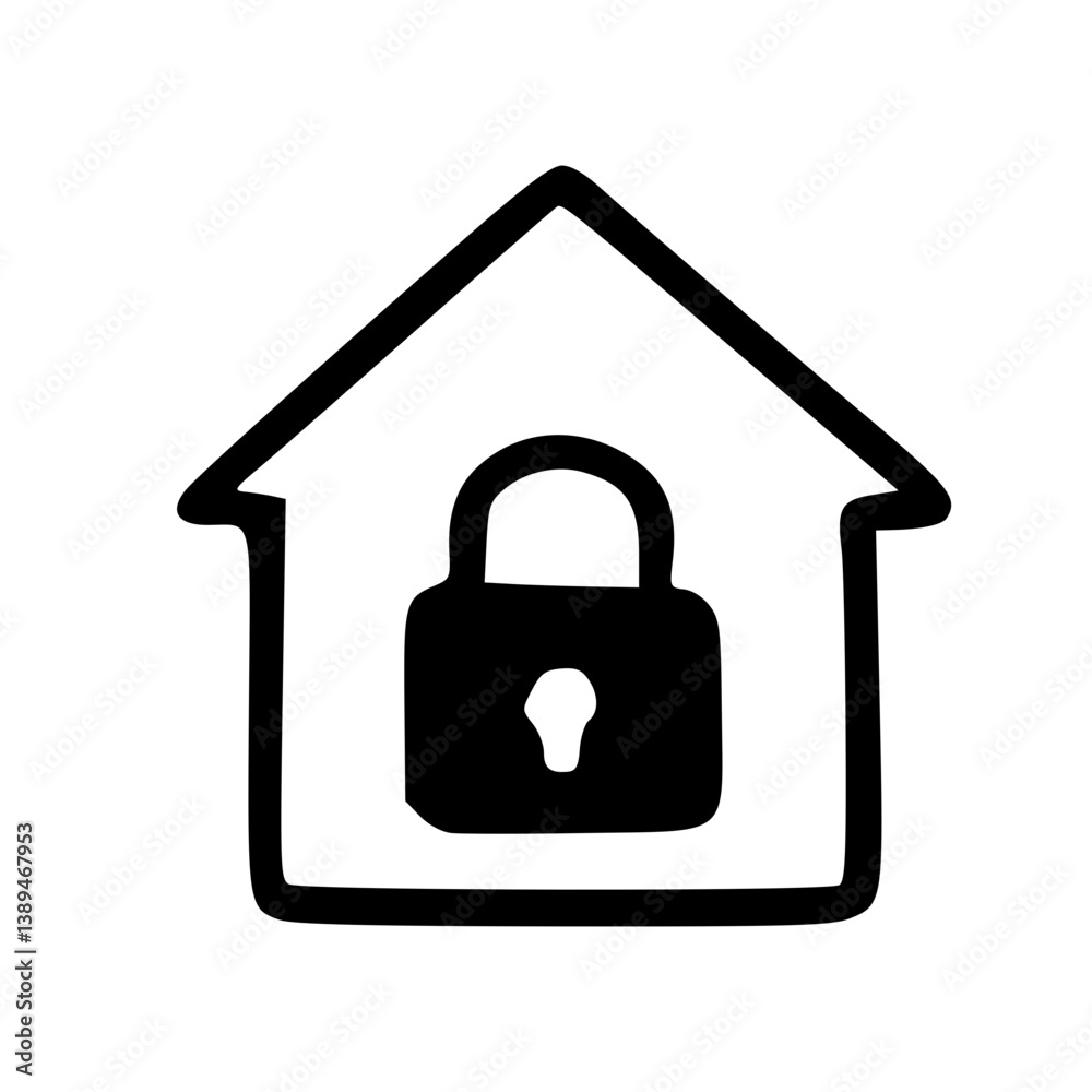 Home Security Doodle Icon Home Security Doodle Icon