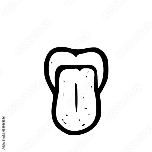 Tongue Illustration - Simple Black and White Outline