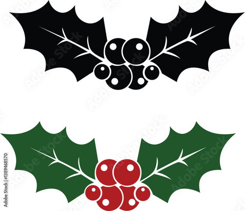 Holly berry leaves Christmas element vector