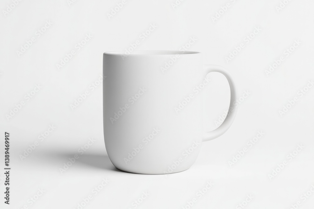Obraz premium Minimalistic design showcases smooth curves of white mug on neut