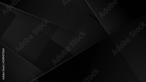 4k Dark black grey elegant business card animated backdrop. Polygonal modern checkered male 3d pattern. Wallpaper with diagonal lines shapes. Gradient background. Animation Seamless Loopable Design BG