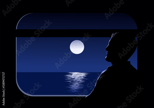 Watching moonlight through the window