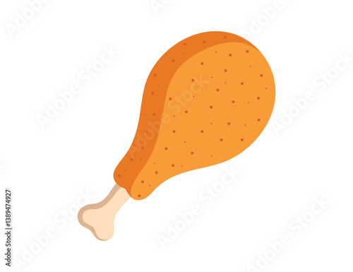 fried crispy chicken leg vector illustration