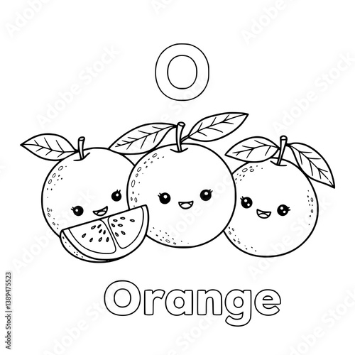 Drawing Orange illustration with Letter for coloring book kids