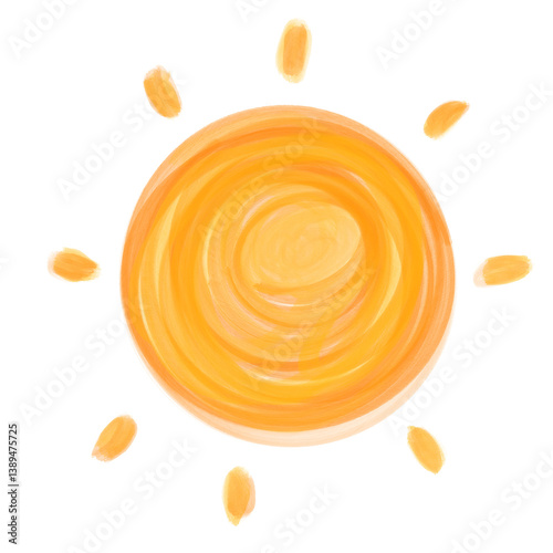 Obraz na płótnie Painted sun illustration in doodle childish style. PNG illustration. w salonie