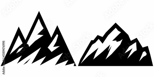 mountain vector pack. Rocky mountains icon or logo collection. Vector illustration. Mountain, rock, hill, peak logos.  Mountain peaks silhouettes. vector set silhouette of mountains and hills.