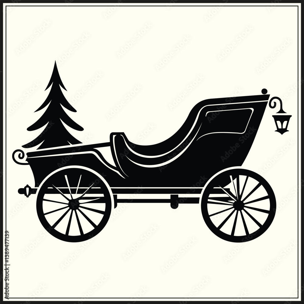 Fototapeta premium Sleigh Silhouette, Decoration