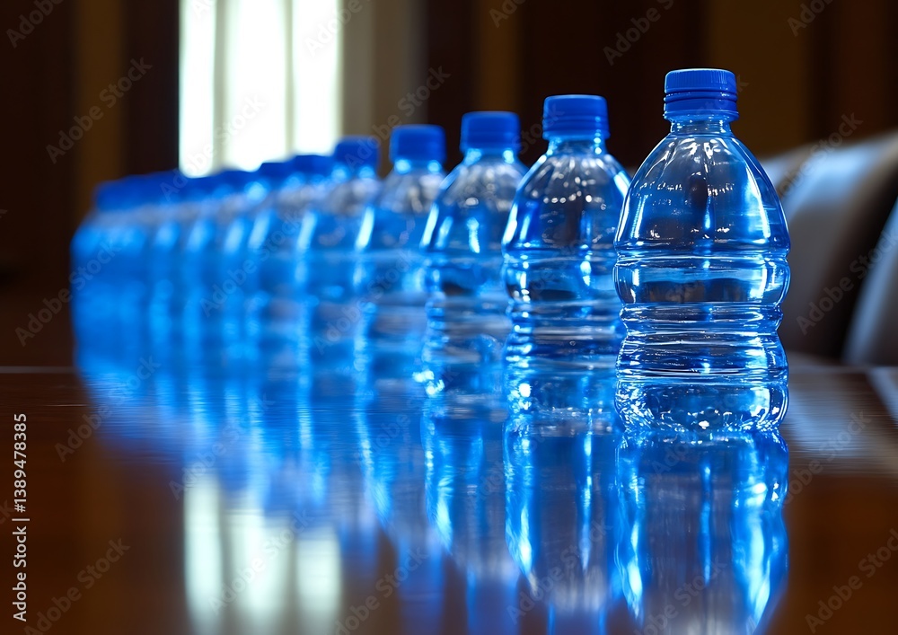 Water Bottles on Conference Table Water Bottles on Conference Table