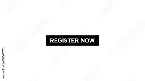 Register now button animation with Mouse Click, white background.