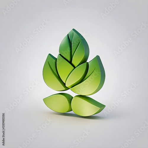 Modern abstract green leaf logo with layered gradient leaves symbolizing nature sustainability and growth