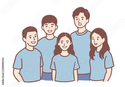 Adolescents working in volunteer group. Hand drawn style vector design illustrations.