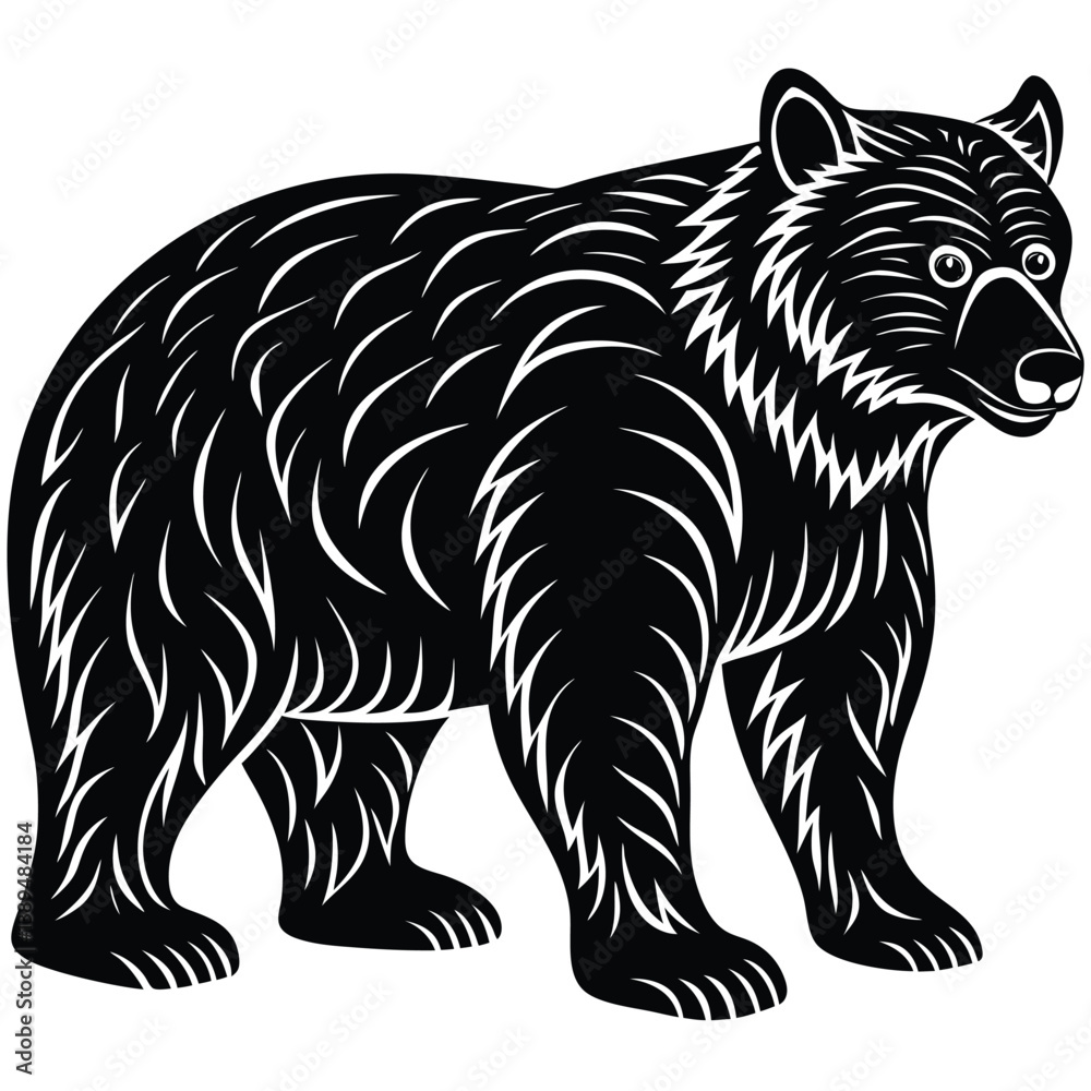 Obraz premium Wild bear vector illustration, a silhouette of a big mammal