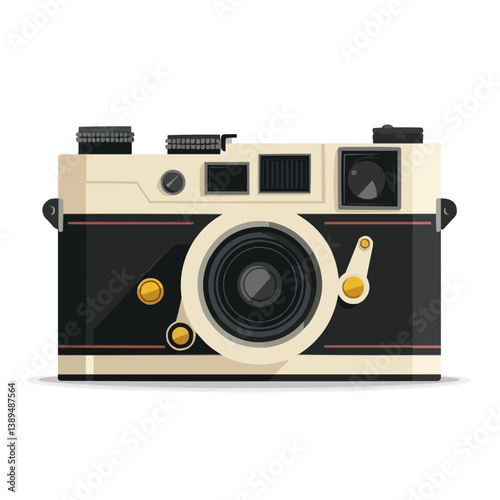 Vintage retro camera with classic design and detailed features.