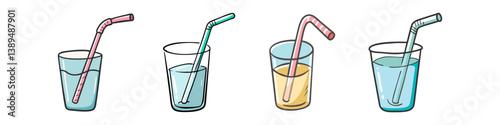 drinking straw in glass icon, drinking straw in glass vector illustration-simple illustration of drinking straw in glass, perfect for drinking straw in glass logos and icons