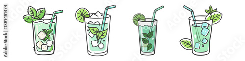mojito with mint icon, mojito with mint vector illustration-simple illustration of mojito with mint, perfect for mojito with mint logos and icons