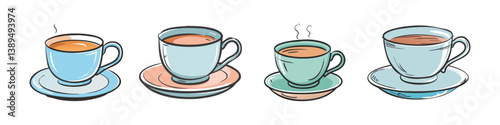 tea cup with saucer icon, tea cup with saucer vector illustration-simple illustration of tea cup with saucer, perfect for tea cup with saucer logos and icons