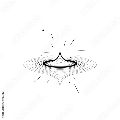 Minimalist Black Drop with Ripples Illustration
