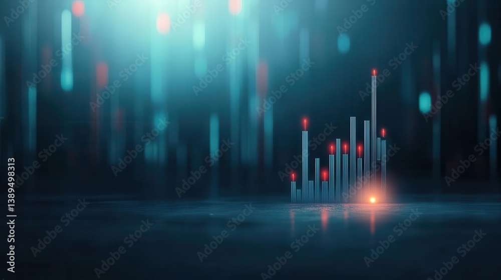 Dynamic digital graph showcasing data trends with glowing lines and bars, symbolizing progress and innovation in technology. Dynamic digital graph showcasing data trends with glowing lines and bars, symbolizing progress and innovation in technology.