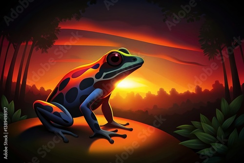 Phantasmal Poison Frog Silhouette - Epipedobates tricolor Adult Amphibian Night Photography photo