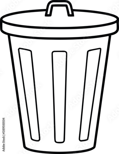 Trash can icon, Dustbin symbol silhouette vector
