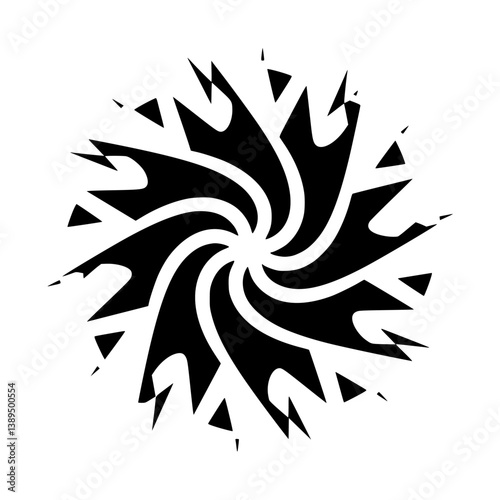 Abstract Black Whirl Design on Gradient Gray Background