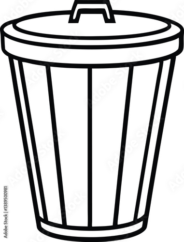 Trash can icon, Dustbin symbol silhouette vector