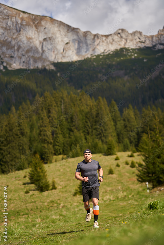 Man trail running in the mountains........4o..