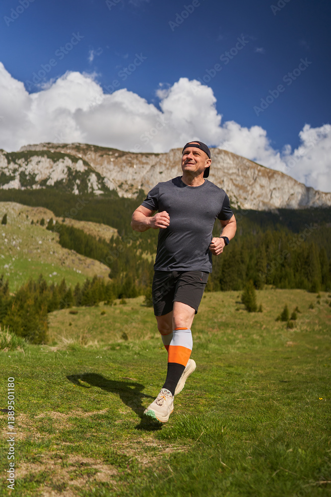 Man trail running in the mountains........4o..