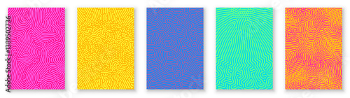 Groovy psychedelic backgrounds with abstract organic pattern of optical illusion. Vector groovy psychedelic color squiggle pattern on organic backgrounds