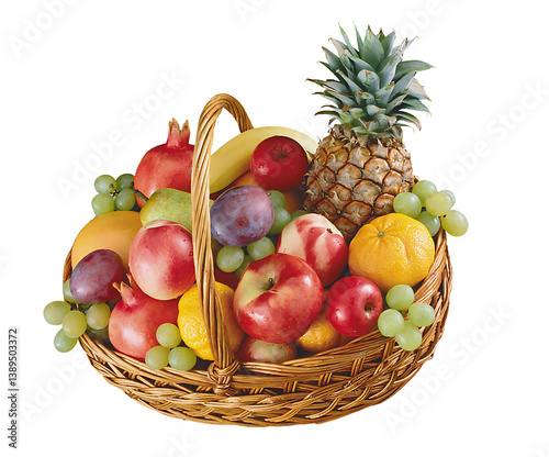Basket with Fruits transparent background