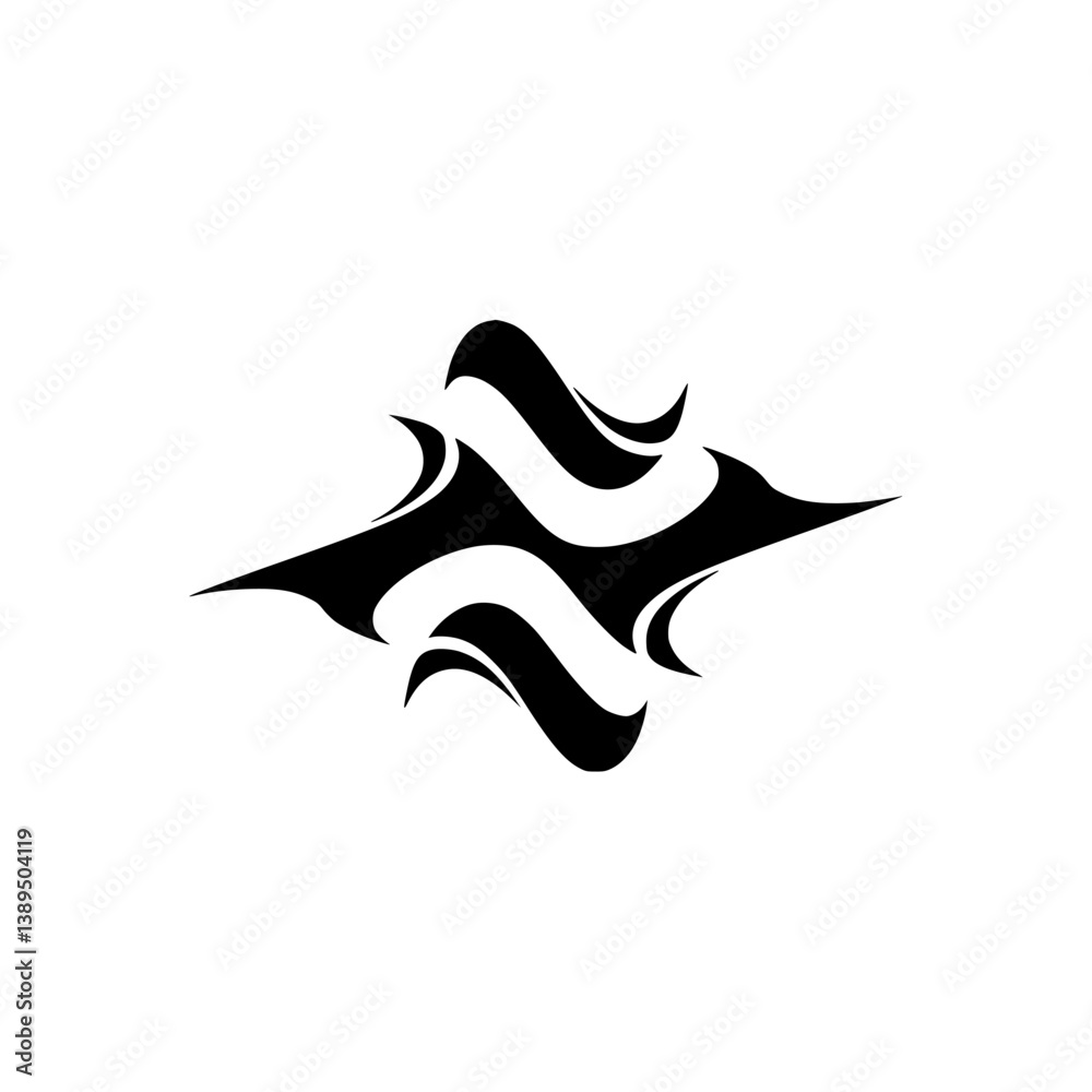 Fototapeta premium Abstract Black Tattoo-Style Design on White Background