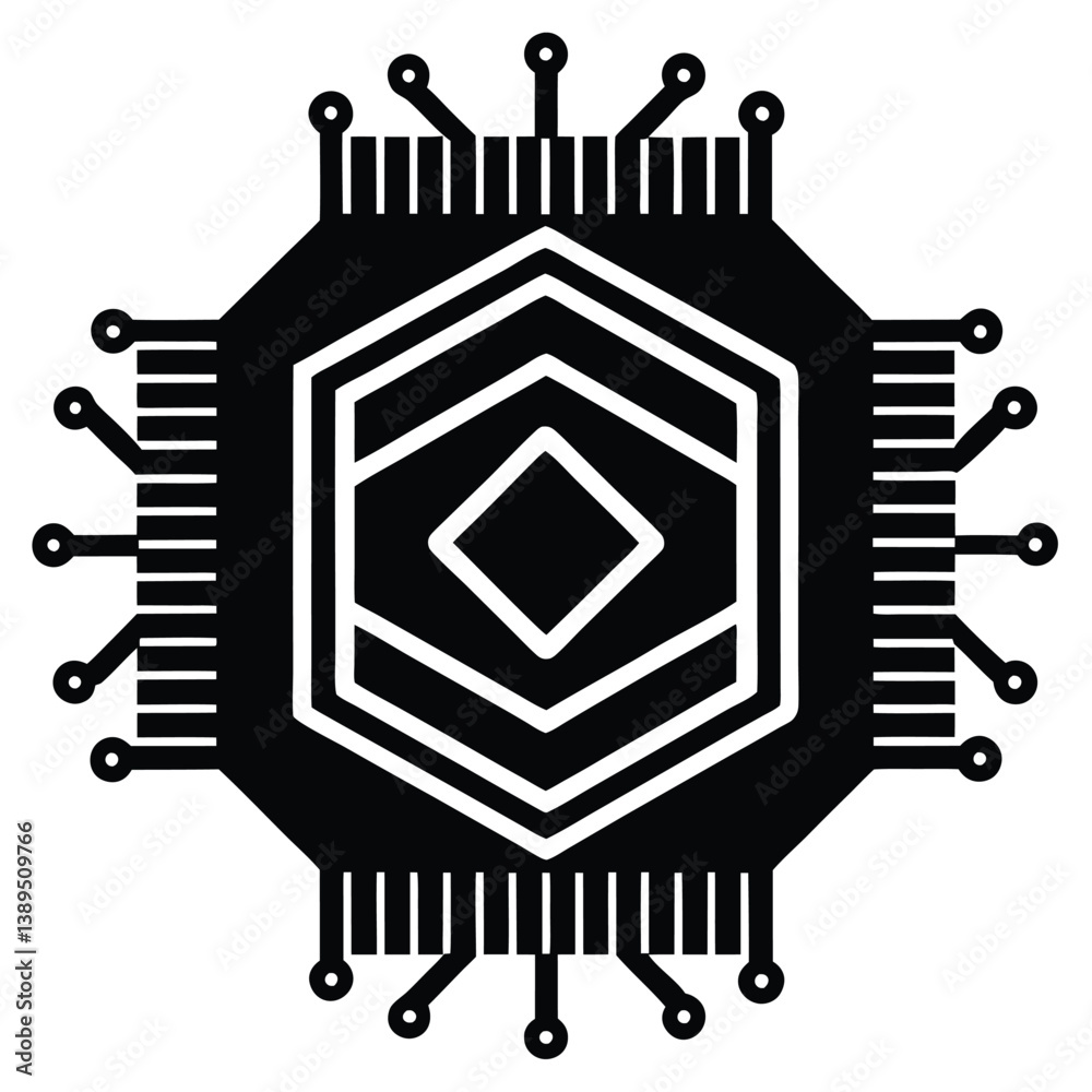 Obraz premium Retro electronic circuit board vector illustration, digital display technology