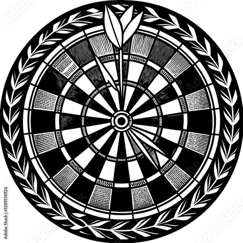 dartboard black color on white vector. 