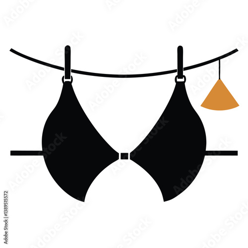 Drying Bikini Top Simple Line Art Illustration