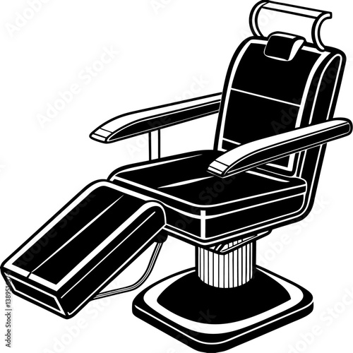 dental chair black color on white vector. 
