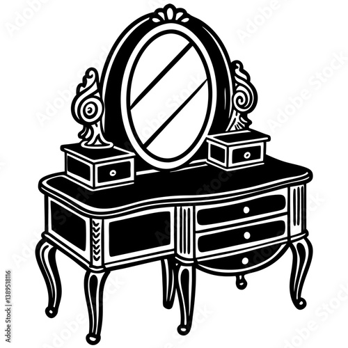 dressing-table black color on white vector. (4)
