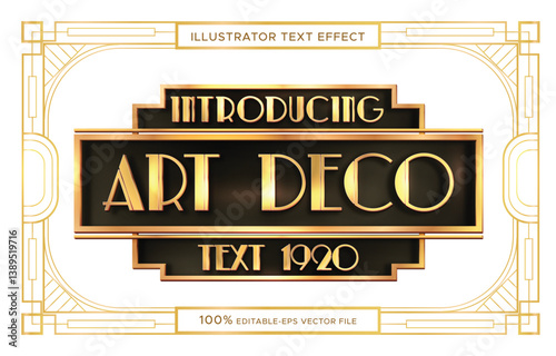 art deco editable text effect with art deco frame