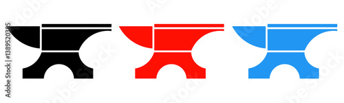 Anvil icon illustration set with colorful. Stock vector.